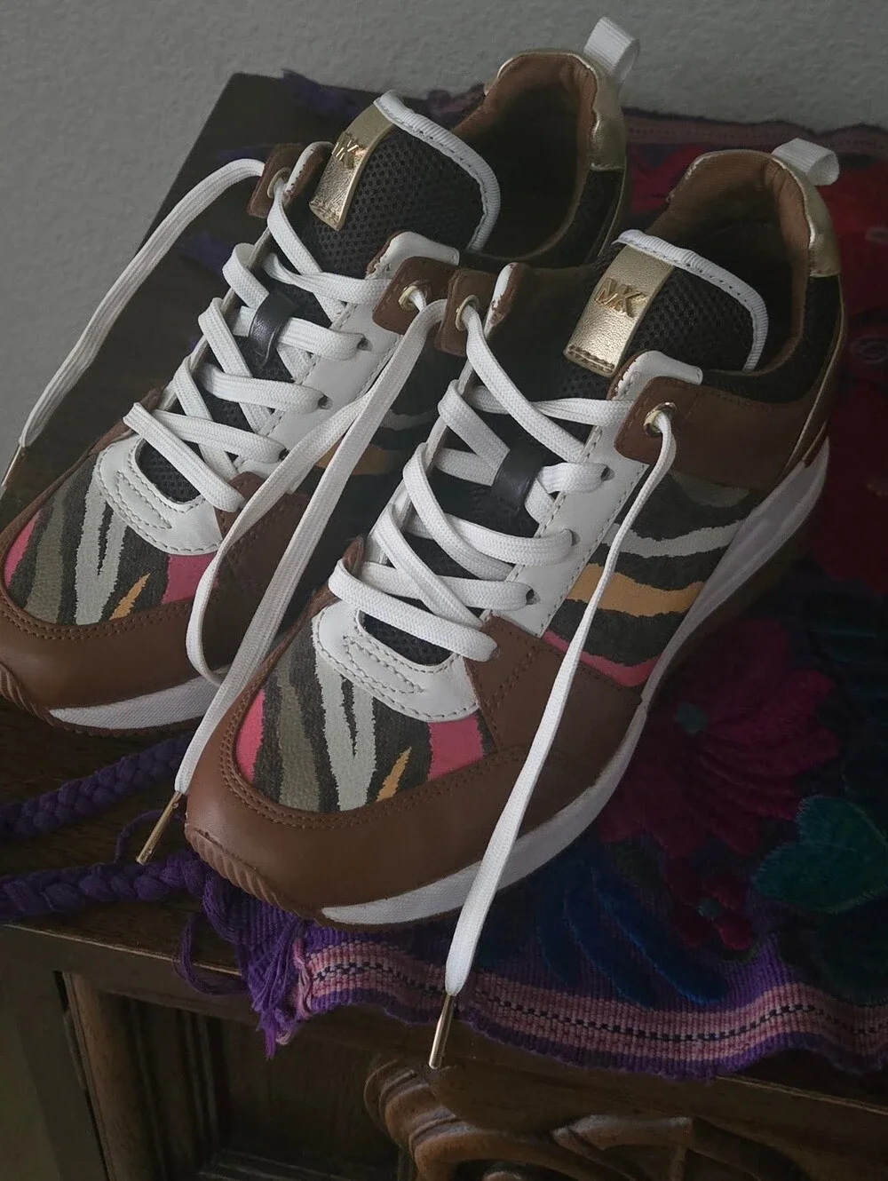 Michael Kors Brown Multicolor Platform Sneaker